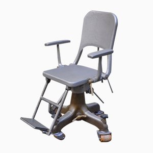 Dentist's Chair on Wheels in Cast Aluminum, 1900s