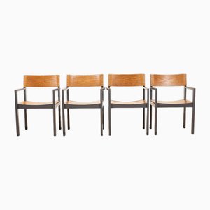 Model 5/390f Armchairs in Molded Plywood & Natural Oak by Anton G. Bee for Horgen Glarus, 1966, Set of 4