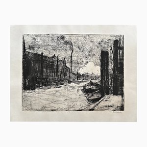 Emil Nole, Hamburg Freihafen, 1910, Gravure à l'eau-forte signée à la main