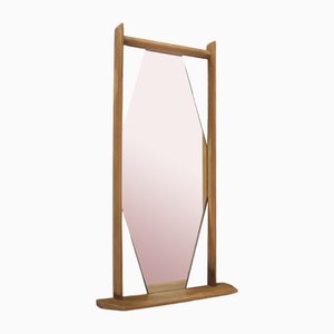 Hexagonal Shaped Mirror with Wooden Structure attributed to Ico Parsi, 1960s