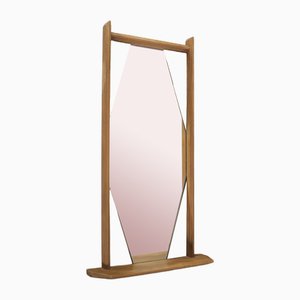 Sechseckiger Spiegel mit Holzstruktur, Ico Parsi zugeschrieben, 1960er