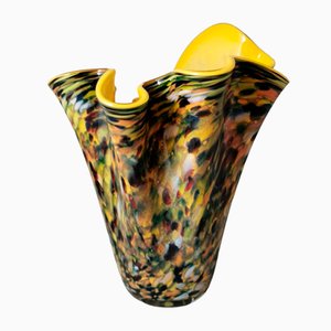 Verre de Murano Multicolore Mod. Vase Mouchoir dans le goût de Venini, 1970