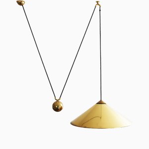 Keos Counterweight Pendant Light in Brass by Florian Schulz, 1960s