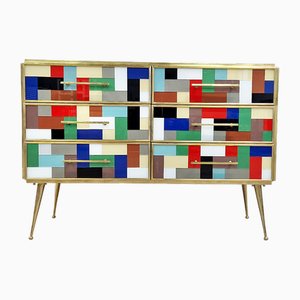 Dresser in Multicolored Murano Glass, 1980s