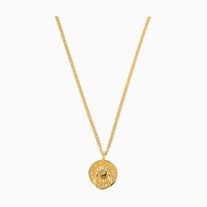 Rhinestone Round Logo Plate Necklace from Celine