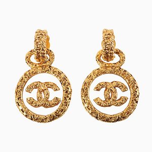 Round CC Mark Swing Earrings Clear from Chanel, 1995, Set of 2
