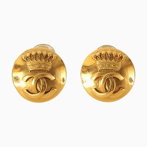 Round Cc Mark Crown Earrings from Chanel, 1996, Set of 2