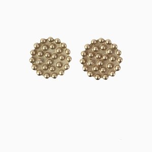 Round Dotted Design CC Mark Earrings Silver from Chanel, 1998, Set of 2