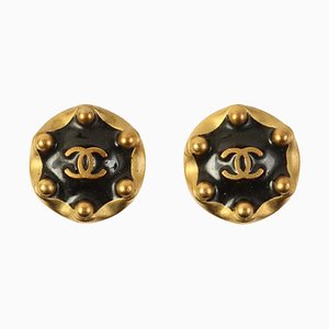 Round Dot Cc Mark Earrings in Black from Chanel, 1994, Set of 2