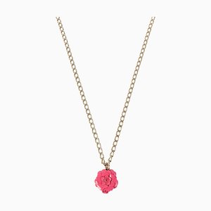 Camellia Motif CC Mark Necklace in Pink & White from Chanel, 2004