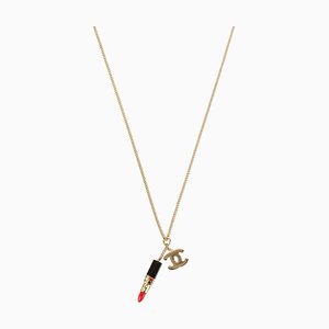 Rhinestone Rouge Motif CC Mark Necklace in Red from Chanel, 2004