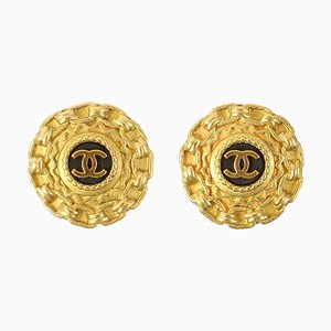 CC Mark Chain Edge Design Earrings from Chanel, 1995, Set of 2