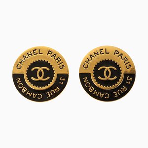 Boucles d'Oreilles Rondes CC Mark Cambon Noires de Chanel, Set de 2