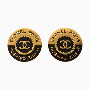 Round CC Mark Cambon Earrings in Black from Chanel, Set of 2