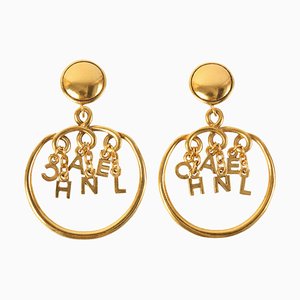 Logo Charm Hoop Swing Earrings from Chanel, Set of 2
