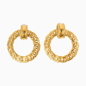 Dotted CC Mark Swing Hoop Earrings from Chanel, 1996, Set of 2