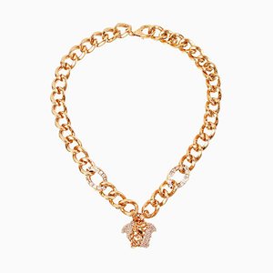 Rhinestone Medusa Chain Necklace from Versace
