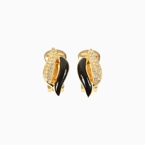 Rhinestone Design Earrings in Black from Christian Dior, Set of 2