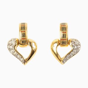 Check Pattern Rhinestone Swing Earrings from Burberry, Set of 2