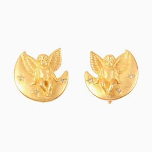 Rhinestone Angel Motif Earrings from Givenchy, Set of 2