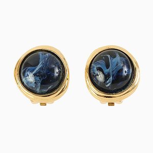 Pendientes de piedra de mármol en azul de Christian Dior. Juego de 2