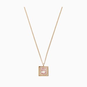 Rhinestone No.5 Square Necklace in Pink from Chanel, 2002