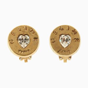 Heart Rhinestone Round Logo Earrings from Celine, Set of 2