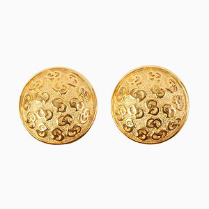 Boucles d'Oreilles Rondes Logo Plate par Christian Dior, Set de 2