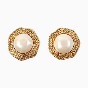 Pearl Round Edge Design Earrings from Chanel, Set of 2