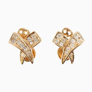 Rhinestone Design Pierced Earrings by Christian Dior, Set of 2