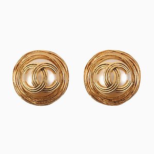 Round Pearl Cc Mark Earrings from Chanel, 1994, Set of 2