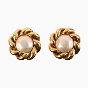 Round Pearl Edge Twist Earrings from Chanel, Set of 2