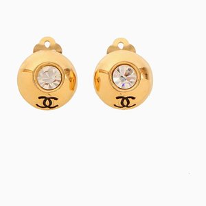 Runde Strass Ohrringe mit CC Mark von Chanel, 2 . Set