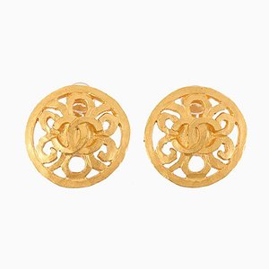 Round Cutout CC Mark Earrings from Chanel, 1995, Set of 2