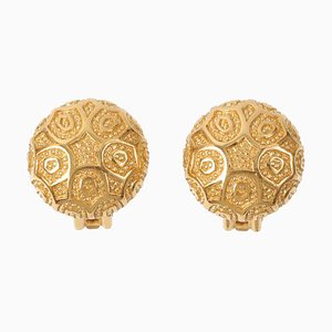 Round Embossed Design Earrings by Christian Dior, Set of 2