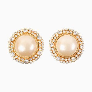 Bijoux Round Pearl Earrings from Chanel, 1990s, Set of 2