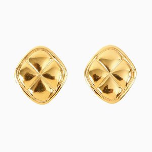 Chanel Diamond Matelasse Stitch Motif Earrings, Set of 2