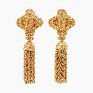 CC Mark Dotted Fringe Swing Earrings from Chanel, 1994, Set of 2