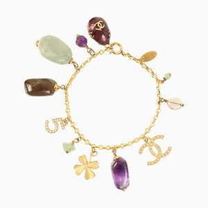 Color Stone CC Mark Charm Armband in Grün/Lila von Chanel, 2001