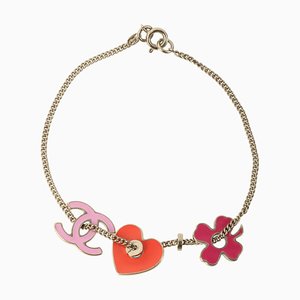 CC Mark Multi Charm Bracelet in Silver/Red/Pink from Chanel, 2004