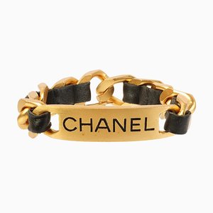 Schwarzes Ogo Plate Kettenarmband von Chanel, 1995