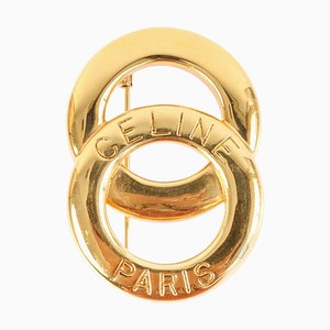 Double Circle Logo Plate Brooch from Celine