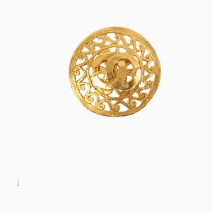 Round Cc Mark Sun Motif Brooch from Chanel, 1995