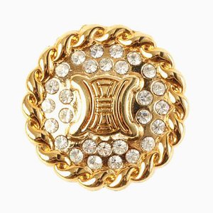 Macadam Motif Rhinestone Round Pin Badge from Celine