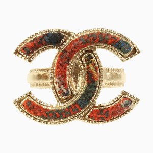 Tweed Cc Mark Ring Gold/Rot von Chanel, 2013