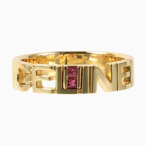 18k Ruby Logo Cut-Out Ring from Celine