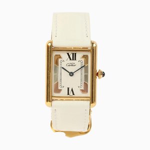 925 Must Tank Vermeil Weiße Uhr von Cartier