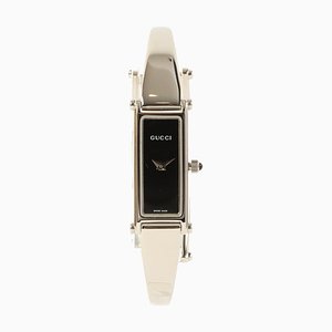 Rechteckige Armbanduhr mit Logo und Zifferblatt in Silber von Gucci