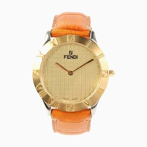Boys Round Logo Face Watch in Camel from Fendi