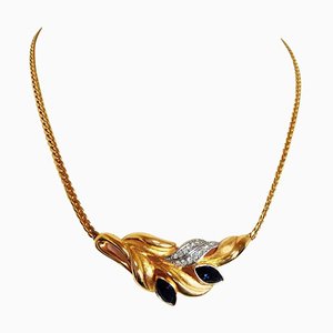 Gold-Tone Chain Necklace with Leaf Design Pendant Top from Lanvin